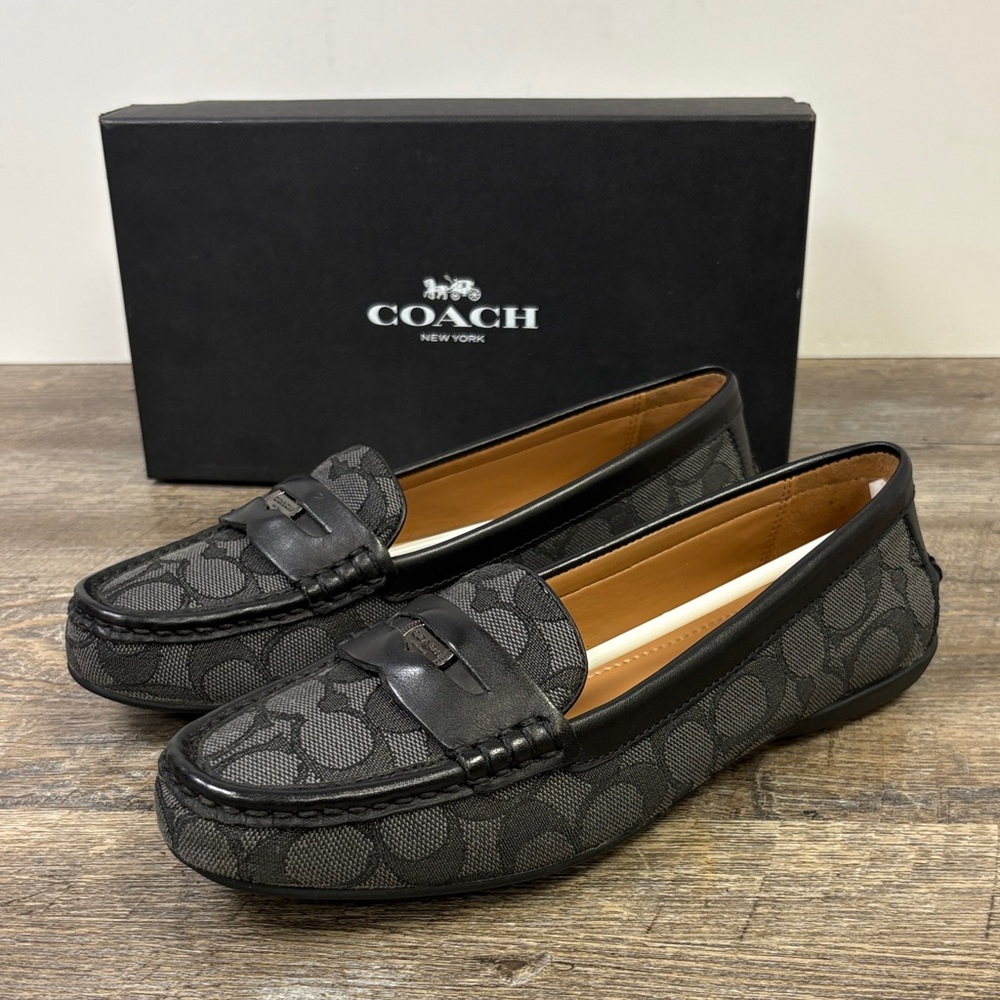 Coach Penny Loafer Signature Jacquard & Calf Leather Black Smoke/Black (Size 8M)